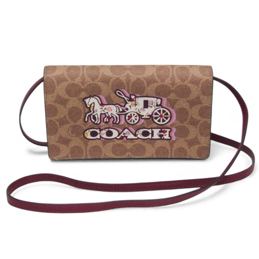Coach Anna Foldover Crossbody CX597 Horse & Carriage Signature Canvas jaquard